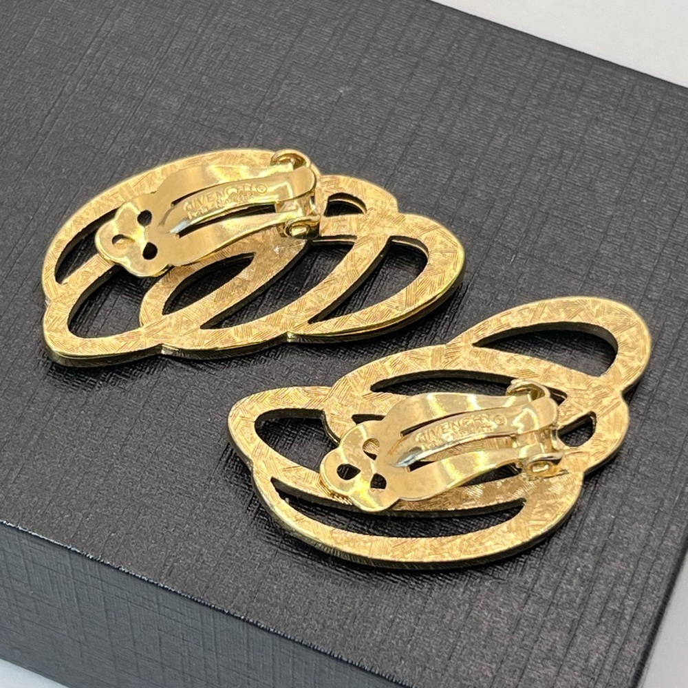 Givenchy Vintage 80’s Modernist Gold-Tone Abstract Earrings - Picture 3 of 8